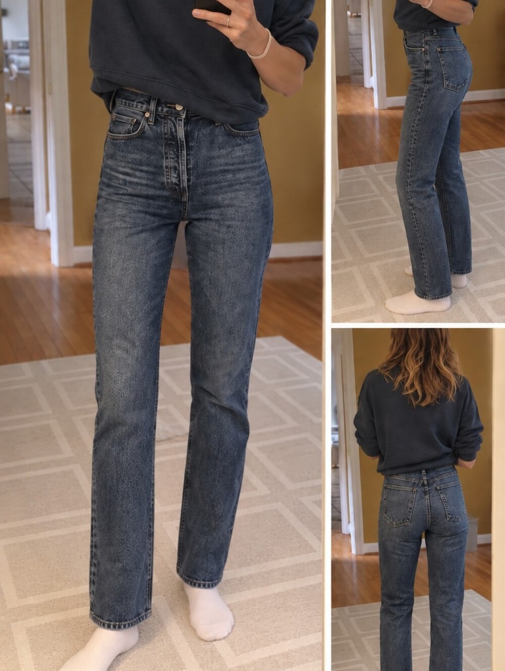 AGOLDE High-Rise Straight Jeans in Dark Blue